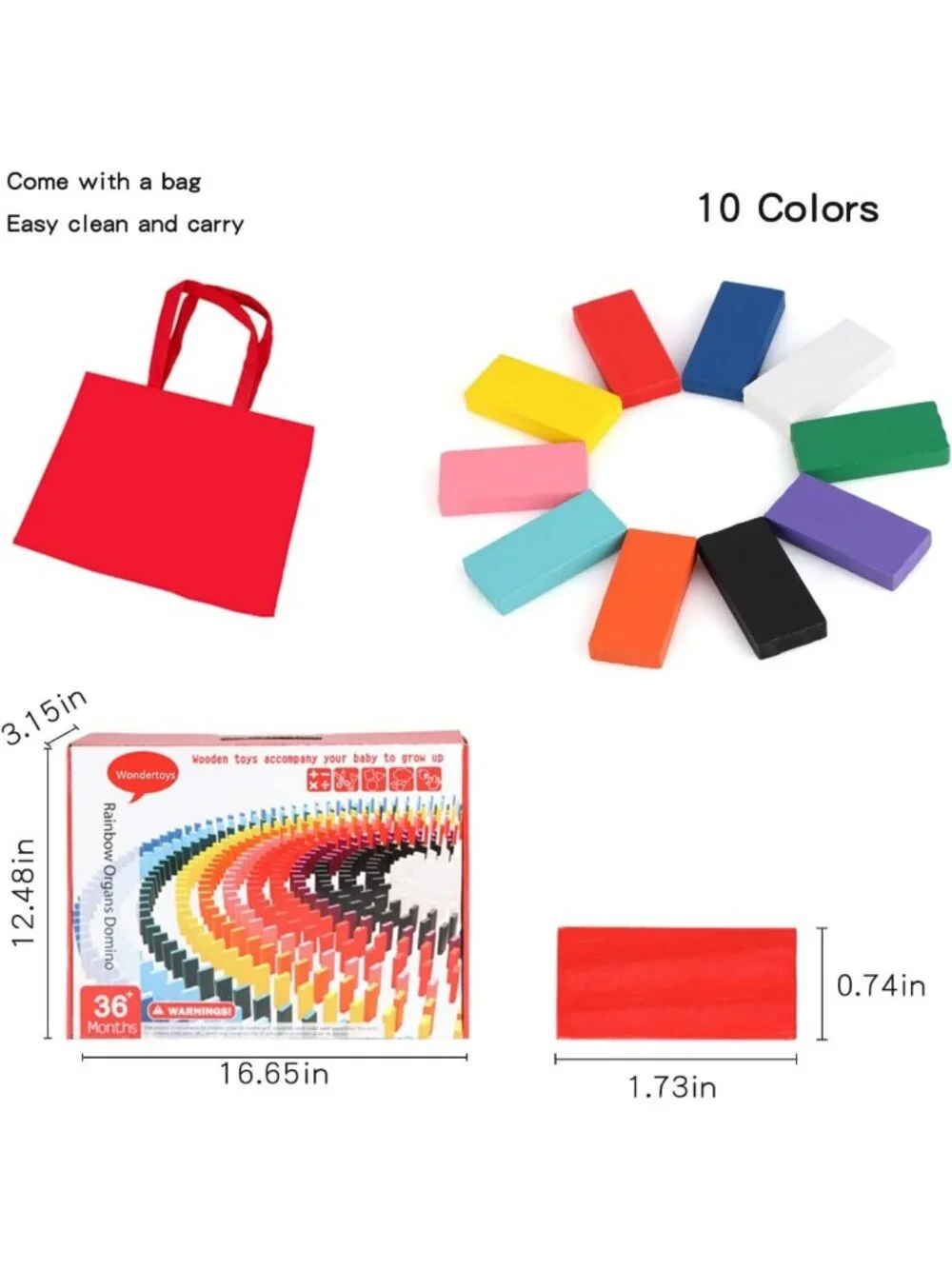 1000 PCS Colorful Wooden Dominoes Set for Kids - Educational Racing Game